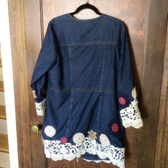 Chadwick’s of Boston Collectibles Lace Detail Denim Jacket sz large - Picture 5 of 6
